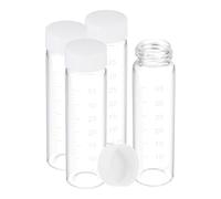 PATIKIL 4pcs 40ml Pequeños Viales de Vidrio Transparente con Tapa de Rosca Blanca, Botellas de Muestra Graduadas de Vidrio Borosilicato para Almacenamiento de Sólidos, Líquidos y Polvos