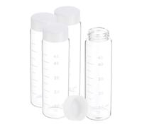 PATIKIL 4pcs 50ml Pequeños Frascos de Vidrio Transparente con Tapa de Rosca Blanca, Frascos de Muestra Graduados de Vidrio Borosilicato para Almacenamiento de Sólidos, Líquidos y Polvos