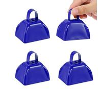 PATIKIL 4pcs Campanas De Vaca Para Partidos De Fútbol, Campanas De Vaca De 3 Pulgadas Para Eventos Deportivos Al Por Mayor Creadores De Ruido Fuerte Campana De Vaca De Metal, Azul