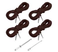 PATIKIL 4pcs Cordones de Algodón, 5mm x 1.3 Metro Cuerda para Ropa Zapato con Fáciles Enhebradores de Cordón Reemplazo para Sudaderas Pantalones Chaquetas Costura Manualidad, Café