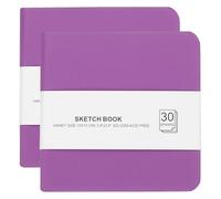 PATIKIL 4x4 Cuaderno De Acuarela, 2 Piezas 30 Hojas 300GSM/203lb Papel Para Acuarela Sin Ácido Diario De Tapa Dura Bloques De Papel Para Artistas Para Pintar, Lila Claro