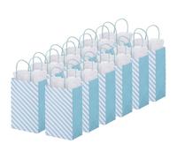 PATIKIL 5.2"x3.2"x8.4" Regalo Bolsas con Blanco Seda Papel, 24 Paquete Recuerdo Bolsos con Manijas Regalo Bolsa para Boda Cumpleaños Fiesta Compras, Rayado Claro Azul