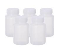 PATIKIL 5 Botellas de Reactivos de 100 ml, PE de Boca Ancha Redondas Graduadas con Tapa de Rosca para Almacenamiento de Muestras Líquidas, Blanco Transparente