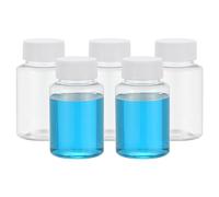 PATIKIL 5 Botellas de Reactivos de 100ml Botellas de Boca Ancha de PET con Tapa de Rosca para Muestras Líquidas Sólidas Laboratorio Reactivos Almacenamiento Transparente