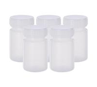 PATIKIL 5 Botellas de Reactivos de 50 ml, Boca Ancha de PE con Tapa de Rosca para Almacenamiento de Muestras Líquidas y Sólidas en Laboratorio, Sellado Transparente Blanco