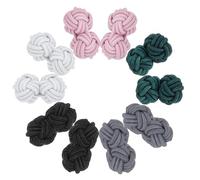 PATIKIL 5 Pares De Gemelos De Nudo De Seda, Gemelos Elásticos Para Camisa, Accesorios De Vestir De Nudo Retorcido Para Hombres, Mujeres, Negocios, Regalo, Boda, Blanco/Gris
