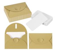PATIKIL 50 Juegos De Sobres Mini Con Cierre De Corazón 4.1x3" Tarjetas En Blanco Con Sobres Para Regalo Invitación De Boda Graduación Día De Acción De Gracias Navidad Dorado