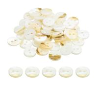 PATIKIL 50 Pcs Botones De Nácar De 9mm, 2 Agujeros, Botones Naturales De Concha De Nácar Para Coser Ropa Abrigos Trajes Camisas Manualidades DIY Decoración, Color Blanco Crema