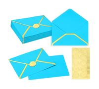 PATIKIL 50 Pcs Sobres A7, 5 X 7" Sobres Con Borde Dorado Para Invitaciones De Boda Tarjetas De Felicitación Graduación Cumpleaños Oficina, Azul