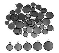 PATIKIL 50 Piezas De Bandejas Para Colgantes Para Fabricación De Joyería, 10/12/14/16/20 mm Colgantes Vacíos De Hierro Con Engaste Individual De Base Plana, Tono Negro