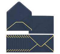 PATIKIL 50 Sobres A6, Sobres 4x6 Con Solapa En V Y Bordes Redondeados Con Borde Dorado Para Invitaciones De Boda, Fiestas De Graduación Y Regalos De Oficina, Azul Oscuro