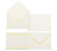 PATIKIL 50 Sobres A6, Sobres 4x6 Con Solapa En V Y Bordes Redondeados Con Borde Dorado Para Invitaciones De Boda, Graduación Y Fiestas De Oficina, Beige