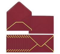 PATIKIL 50 Sobres A6, Sobres 4x6 Con Solapa En V Y Bordes Redondeados Con Borde Dorado Para Oficina Bodas Invitaciones Graduación Fiestas Regalos, Burdeos