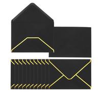 PATIKIL 50 Sobres A6 Sobres 4x6 Con Solapa En V Y Bordes Redondeados Negro | Con Borde Dorado, Para Oficina Bodas Invitaciones Fiestas De Graduación Y Regalos
