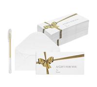 PATIKIL 50 Sobres Mini 7x3 Sobres Para Tarjetas De Visita Con Solapa Blanco | En V Y Bolígrafo De Tinta Dorada, Para Invitaciones De Bodas Graduación Fiestas Y Regalos De Oficina