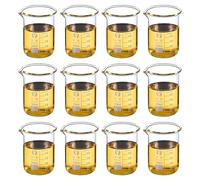 PATIKIL 50ml Baja Forma Vidrio Vaso, 12 Paquete 3,3 Borosilicato Vidrio Graduada Impresa Escala Medidoras Tazas con Pico para Cocina Laboratorio Líquidos