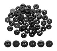 PATIKIL 50Pcs Botones Redondos De Coser 16L, 10mm 2/5" 2 Agujeros Botones Ojo De Pez De Resina Cierre Redondo Para Ropa Para Coser Prendas Tejidos Pantalones Vestido Falda, Negro