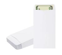 PATIKIL 50pcs Sobres para Dinero, Sobre Autoadhesivo de Efectivo Pequeña Bolsa para Sellos Monedas Semillas Cuentas Joyas Boletos Tarjetas Presupuesto Carta, 16.5x9cm, Blanco