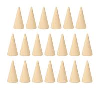 PATIKIL 50x25mm Natural Madera Cono Anillo Soporte, 20 Paquete Dedo Joyería Pantalla Soporte Organizador Sin Pintar Madera Conos para Bricolaje Artesanía, Marrón