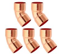 PATIKIL 5pcs Cobre de Soldadura Conector, 45 Grados Conector de Tubo de Cobre Tubo de Radio Corto de Cobre Puro 99.9% con Conexión de Soldadura A Presión, 54x25.4x1.0mm(L*OD*Grosor)