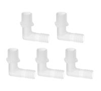PATIKIL 5pcs Conector de Manguera, Codo en L de 12mm Rosca G a 16mm Púa Adaptador de Plástico Espiga Conexión para Tubería para Acuario Aire Agua Combustible Aceite Tubo, Translúcida