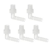 PATIKIL 5pcs Conector de Manguera, Codo en L de 3mm Rosca G a 6mm Púa Adaptador de Plástico Espiga Conexión para Tubería para Acuario Aire Agua Combustible Aceite Tubo, Translúcida