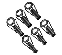 PATIKIL 6.0-8.0mm Pescar Caña Punta Reparación Kit, 6uds Inoxidable Acero Poste Anillo Guía Reemplazo para Salada Agua Dulce Agua Pesca, Negro