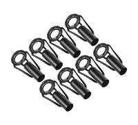 PATIKIL 6,0mm Pescar Caña Punta Reparación Kit, 8uds Inoxidable Acero Poste Anillo Guía Reemplazo para Salada Agua Dulce Agua Pesca, Negro