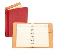 PATIKIL 6 Anillos Cubierta Carpeta, A7 Cuaderno Cuero Carpeta Mini Recargable Hoja Suelta Planificador Personal Con 50 Hojas Papel Rayado, Rojo