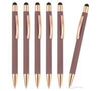 PATIKIL 6 bolígrafos con punta capacitiva, 2 en 1, tinta negra de metal de 1,0 mm, lápiz capacitivo de punta media para pantallas táctiles, escritorio de oficina, oro rosa