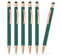 PATIKIL 6 bolígrafos de metal 2 en 1 con punta de lápiz capacitivo, tinta negra, 1,0 mm, punta media, para pantallas táctiles estilo 2, color verde
