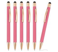 PATIKIL 6 bolígrafos de metal 2 en 1 con punta de lápiz capacitivo, tinta negra, 1,0 mm, punta media, para pantallas táctiles estilo 2, color rosa