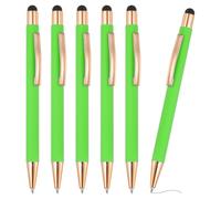 PATIKIL 6 bolígrafos de metal 2 en 1 con punta de lápiz capacitivo, tinta negra, 1,0 mm, punta media, para pantallas táctiles estilo 2, color verde claro