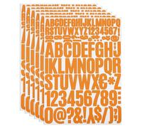 PATIKIL 6 Hojas Pegatinas de Letras y Números Adhesivas, Grande Alfabeto Número Pegatina de Vinilo Impermeable para Buzón, Señal de Dirección, Manualidades de Tarjetas, Naranja