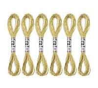 PATIKIL 6 Madejas De Hilo De Bordar, Hilo De Bordar Metálico Hilos De Nylon Cuerdas Para Pulseras Para Bordado A Mano Punto De Cruz, Oro Claro