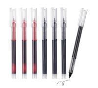 PATIKIL 6 Piezas Bolígrafos De Tinta Líquida Punta Fina 0.5 mm Escritura Suave Tinta Gel Secado Rápido Negro/Rojo Para Oficina Tomar Notas Diario Plástico Transparente