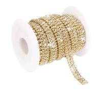 PATIKIL 6 Yardas Rollo De Cadena De Piedras, 3 Filas Cadena De Cristal Cerca Tira De Costura Para Artesanías De Ropa, Decoración De Disfraces DIY, Adorno De Borde De Bolsa, Oro/Blanco