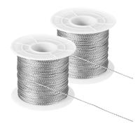 PATIKIL 656 Pies / 218 Yardas Cordón Metálico Hilo De Adorno, Cordón De Etiqueta De 1mm Hilo No Elástico para Envoltura De Regalos Artesanía Fabricación De Joyería, Plata 2 Carrete