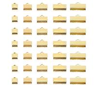 PATIKIL 6mm/8mm/10mm/13mm/16mm Abrazaderas De Crimpar Para Cintas 150pcs Terminales De Crimpar Para Pulseras Marcadores De Libros Cordones Cierres Para Manualidades Joyería DIY En Dorado