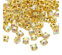 PATIKIL 6mm Garra Coser en Rhinestones Cristales, 100 Pcs Vidrio Metal Base Plana Flores Garra Gemas Manualidades para Zapatos Vestido Ropa Pendientes Cinturón Bordado Cinturón, Blanco AB