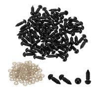 PATIKIL 6mm Ojos de Seguridad, 80 Piezas de Ojos de Plástico con Arandelas Ojos de Seguridad para Animales de Peluche Juguetes de Ganchillo Muñecas Haciendo Manualidades, Negro