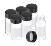 PATIKIL 6Pcs 20ml Pequeños Viales de Vidrio Transparente con Tapa de Rosca Negra, Botellas de Muestra de Vidrio Borosilicato con Etiqueta para Almacenamiento de Sólidos, Líquidos y Polvos