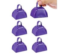 PATIKIL 6pcs Campanas De Vaca Para Partidos De Fútbol, 3in Campanas De Vaca Para Eventos Deportivos Al Por Mayor Creadores De Ruido Fuerte Campana De Vaca Con Mango Boda, Azul Morado