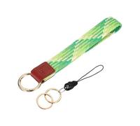 PATIKIL 7.6" Llavero de Muñequera, Pulsera de Llavero Trenzado con Doble Anillo para Llaves de Coche, Cartera, Tarjeta de Identificación, Teléfono Móvil, Verde Lima