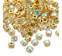 PATIKIL 7mm Garra Coser en Rhinestones Cristales, 100 Pcs Vidrio Metal Base Plana Flores Garra Gemas Manualidades para Zapatos Vestido Ropa Pendientes Cinturón Bordado Cinturón, Blanco AB
