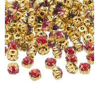 PATIKIL 7mm Garra Coser en Rhinestones Cristales, 100 Pcs Vidrio Metal Base Plana Flores Garra Gemas Manualidades para Zapatos Vestido Ropa Pendientes Cinturón Bordado Cinturón, Rojo
