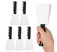 PATIKIL 8 Campanas Vaca Partidos Fútbol, 6pcs Campanas Vaca Eventos Deportivos A Granel Hacedoras Ruido Fuerte Campana Vaca Metálica Con Asa Para Competencias Animación DIY, Blanco