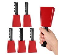 PATIKIL 8" Campanas Vaca Partidos Fútbol 6pcs Campanas Vaca Eventos Deportivos Por Mayor Hacedoras Ruido Fuertes Campana Vaca Metal Con Asa Para Animación Competencia Maratón DIY Rojo
