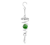 PATIKIL 8" Contemplativa Bola Espiral Cola, Decorativa Viento Hilanderos 1" Cristal Vidrio Bola con Colgante Giratorio Gancho para Interior Exterior Jardín Decoración, Verde