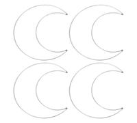 PATIKIL 8 Pulgadas Aros Atrapasueños Luna, Cuatro Pcs Anillos Metálicos Navideños Macramé Diadema Floral para Casa Coche Manualidades Boda Decoración de Pared, Plata